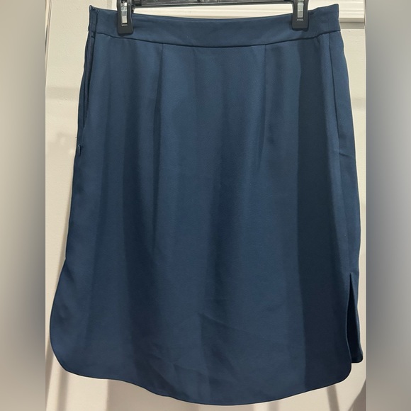 Halston Navy Blue Midi Skirt Size 10 - Picture 2 of 10